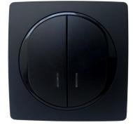 Выключатель двухклавишный Aling-Conel Eon с подсветкой черный E626.E1