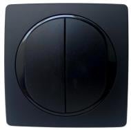 Выключатель двухклавишный Aling-Conel Eon без подсветки черный E606.E1