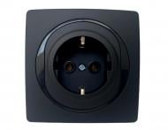 Розетка із заземленням Aling-Conel Eon без шторок чорний E630.E1