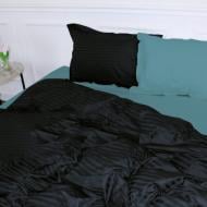 Наволочка Satin Stripe 30-0021+30-0015 Edaliz 70x70 см чорний/бірюзовий MirSon
