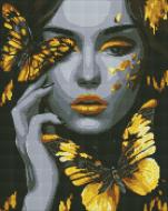 Алмазна мозаїка Дівчина із золотими метеликами Ідейка