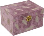 Сундук для украшений Листья 16х12х9 см пудровый с золотым
