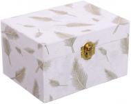 Сундук для украшений Листья 16х12х9 см белый с золотым