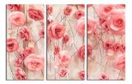Картина модульная Розовые розы 3Д 150x100 см WallArt 54460-3.3