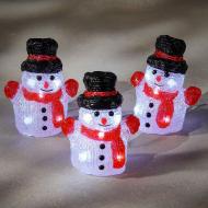 Декоративная новогодняя фигура Снеговик акриловый белый 3 шт.