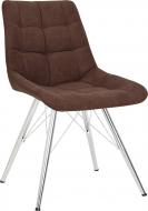 Стул обеденный Nowy Styl NICOLE 4LX CHROME (BOX-1) SQR SORO-28 коричневый / хром Стул обеденный Nowy Styl NICOLE 4LX CHROME (BOX-1) SQR SORO-28 коричневый / хром