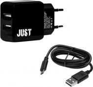 Сетевое зарядное устройство JUST Simple Dual Wall Charger WCHRGR-SMP2MUSB-BLCK Сетевое зарядное устройство JUST Simple Dual Wall Charger WCHRGR-SMP2MUSB-BLCK