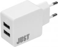 Сетевое зарядное устройство JUST Simple Dual Wall Charger WCHRGR-SMP2LGHT-WHT