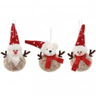 Подвеска Chomik Санта, медвежонок, снеговик 10х12 см 12 см бежевый