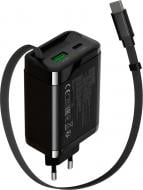Зарядное устройство Canyon OnCharge 65RC Build-In Cable USB-C 65W 1xPD 1xQC Black (CNS-CURC65ACB)