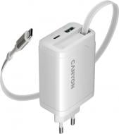 Зарядное устройство Canyon OnCharge 65RC Build-In Cable USB-C 65W 1xPD 1xQC White (CNS-CURC65ACB)