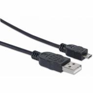 Кабель Manhattan USB Am – microUSB 1,8 м чорний (307178)