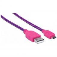 Кабель Manhattan USB Am – microUSB 1,8 м розовый (352741)