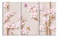 Картина модульная Розовая магнолия 3Д 120x80 см WallArt 54472-3.2