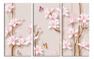 Картина модульная Розовая магнолия 3Д 180x120 см WallArt 54472-3.4