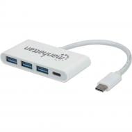 USB-хаб Manhattan Type-C 4-port USB 3.0 + 3.1 PD white (163552)