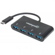 USB-хаб Manhattan Type-C 4-port USB 3.0 black (162746)