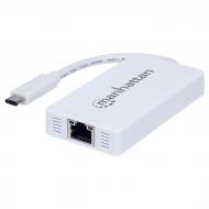 USB-хаб Manhattan Type-C Hub 3-port USB3.0 + RJ45 Gigabit Ethernet white (507608)