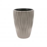 Горщик для квітів пластик Caro Slim 30 круглий сіро-бежевий 20 л Form Plastic