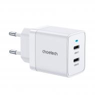 Сетевое зарядное устройство Choetech Q5006-EU-WH 2 USB-C, 40Вт PD/QC/PPS