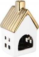 Свічник Будиночок 13,7х7х8 см біло-золотий 947-061 Lefard