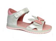 Босоножки для девочек RenBut кожаные на липучках с бантом р.28 серебряный 21-3364^-1172-28