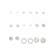 Сережки Sensio сет Gleam 9 пар медичний сплав срібний