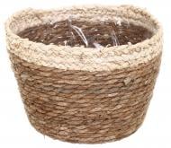 Кашпо ПВХ флористическое 25x19 см FWP23-1-1 круглый коричневый с бежевым