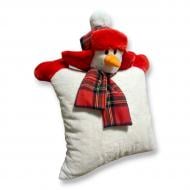 Подушка-обнимашка Снеговичок 40x50 см бело-красный Анна