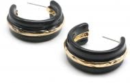 Сережки Sensio Orbit пара медичний сплав чорний/золотий