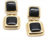 Сережки Sensio Onyx пара медичний сплав чорний/золотий