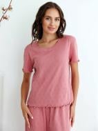 Футболка с коротким рукавом Roksana Ажур 46008 №1789 р.48 розовый с принтом