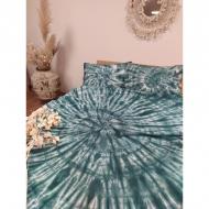 Комплект постельного белья handmade окрашивания двуспальный евро бирюзово-белый SoundSleep