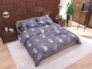 Комплект постельного белья Lavinia ранфорс полуторный серый с белым SoundSleep