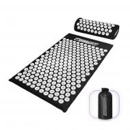 Коврик акупунктурный EasyFit EF-2709-BW с подушкой (аппликатор Кузнецова) черный с белым