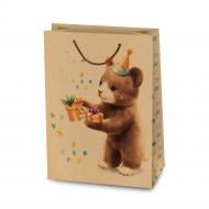 Пакет бумажный L крафтовый 38х28х12,5 медведь