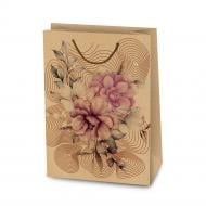 Пакет бумажный L крафтовый 38х28х12,5 цветочная абстракция
