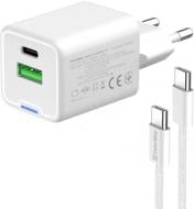 Сетевое зарядное устройство ColorWay GaN Mini 35W PD Port PPS USB (Type-C PD + USB QC4.0) cable Type-C белый (CW-CHS055PDC-WT)