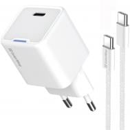 Сетевое зарядное устройство ColorWay GaN Mini 35W PD Port PPS USB-C белый cable Type-C (CW-CHS056PDC-WT)