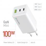 Сетевое зарядное устройство ColorWay GaN Mini 100W PD Port PPS USB (USB-2C1A) белое (CW-CHS061PD-WT) Сетевое зарядное устройство ColorWay GaN Mini 100W PD Port PPS USB (USB-2C1A) белое (CW-CHS061PD-WT)
