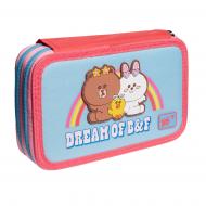 Пенал HP-01 твердий подвійний Line Friends YES блакитний