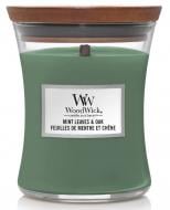 Свічка ароматична Woodwick Medium Mint Leaves & Oak (Листя М'яти та Дуб) 275г