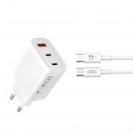 Мережевий зарядний пристрій Xo L117-CC PD45W QC18W USB-A 2xUSB-C