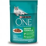 Корм для кастрованих котів/стерилізованих кішок Purina One Indoor Adult з тунцем і зеленою квасолею 85 г