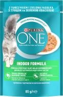 Корм вологий для котів ONE by Purina Indoor шматочки в соусі з тунцем та зеленою квасолею 85 г Корм вологий для котів ONE by Purina Indoor шматочки в соусі з тунцем та зеленою квасолею 85 г