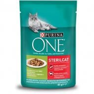 Корм для кастрованих котів/стерилізованих кішок Purina One Sterilcat з індичкою й зеленою квасолею 85 г