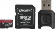Карта пам'яті Kingston microSDXC 64 ГБ UHS-II Class 3 (U3) (MLPMR2/64GB) React Plus + MLPM Reader REACT Plus SDCR2 W/AD