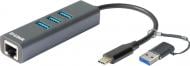 Сетевой адаптер D-Link DUB-2332 1xGE 3xUSB-C USB-C с адаптером USB-C/USB-A