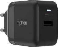 Зарядний пристрій T-PHOX Coco 18Вт 1 х USB Type-C PD + 1 х USB QC3.0 Black