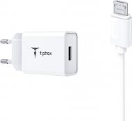 Зарядний пристрій T-PHOX Mini 12W 2.4A + Micro cable 1.2 м White